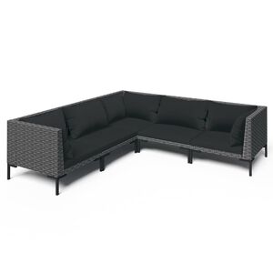 vidaXL 5 Piece Garden Lounge Set with Cushions Poly Rattan Dark Grey