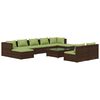 vidaXL 10 Piece Garden Lounge Set with Cushions Brown Poly Rattan