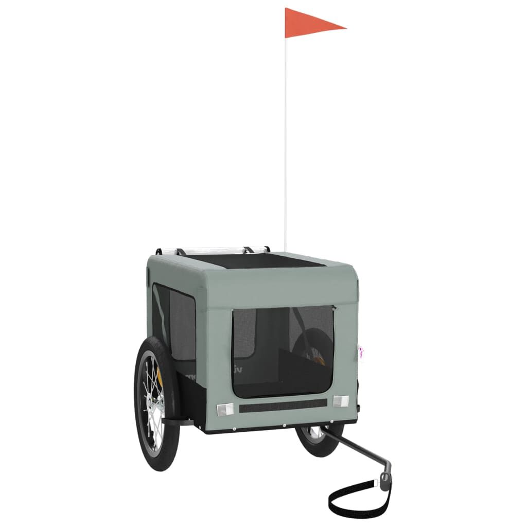 vidaXL Pet Bike Trailer Grey and Black Oxford Fabric&Iron