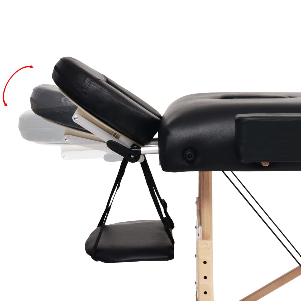 vidaXL 2-Zone Folding Massage Table 10 cm Thick Black