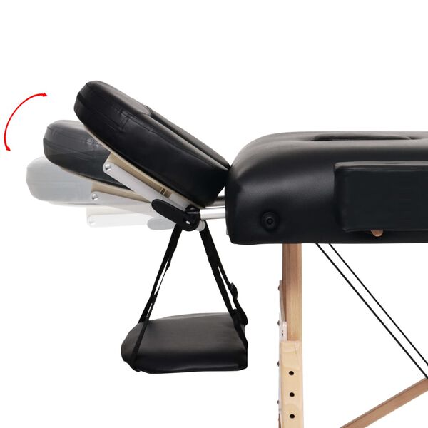 vidaXL 2-Zone Folding Massage Table 10 cm Thick Black