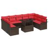 vidaXL Garden Sofa Set with Cushion 10 pcs Brown Poly rattan