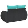 vidaXL Garden Sofa with Cushions 2-Seater Black Poly Rattan