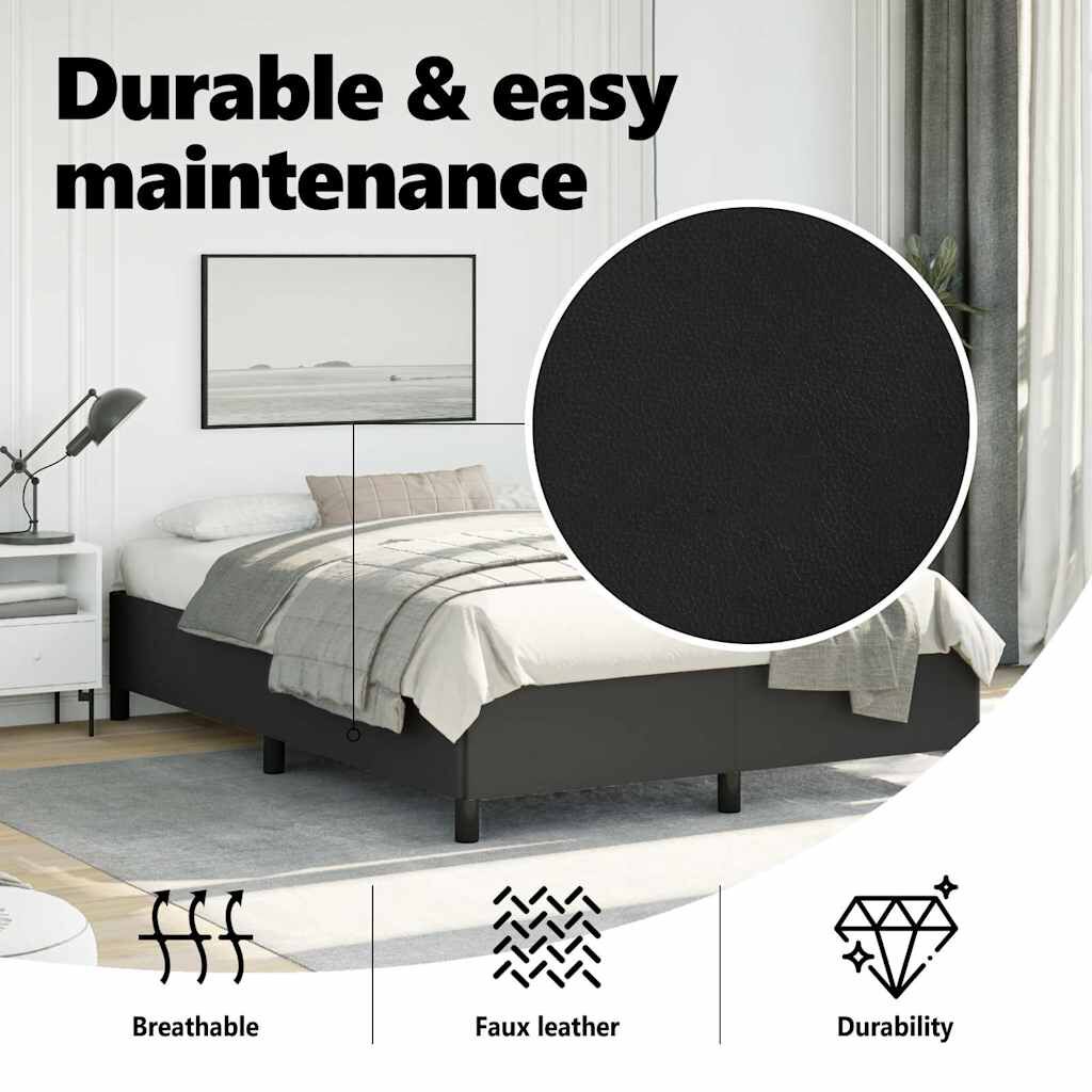 vidaXL Bed Frame without Mattress Black 137x187 cm Double Faux Leather