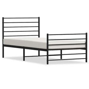 vidaXL Metal Bed Frame without Mattress with Footboard Black 100x200cm