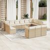 vidaXL 13 Piece Garden Sofa Set with Cushions Beige Poly Rattan