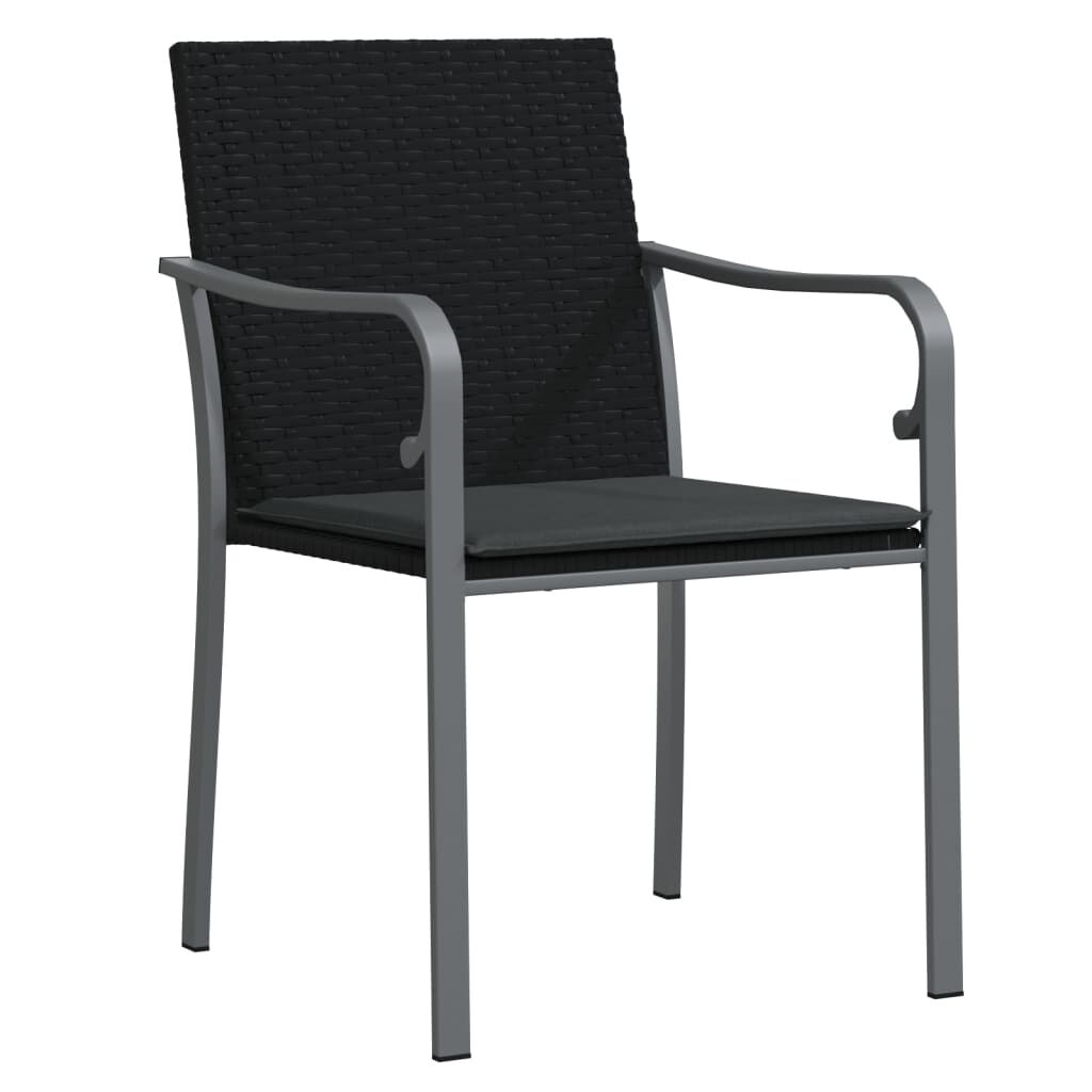 vidaXL 5 Piece Garden Dining Set with Cushions Poly Rattan and Steel