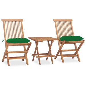 vidaXL 3 Piece Folding Outdoor Dining Set with Cushion Solid Teak Wood