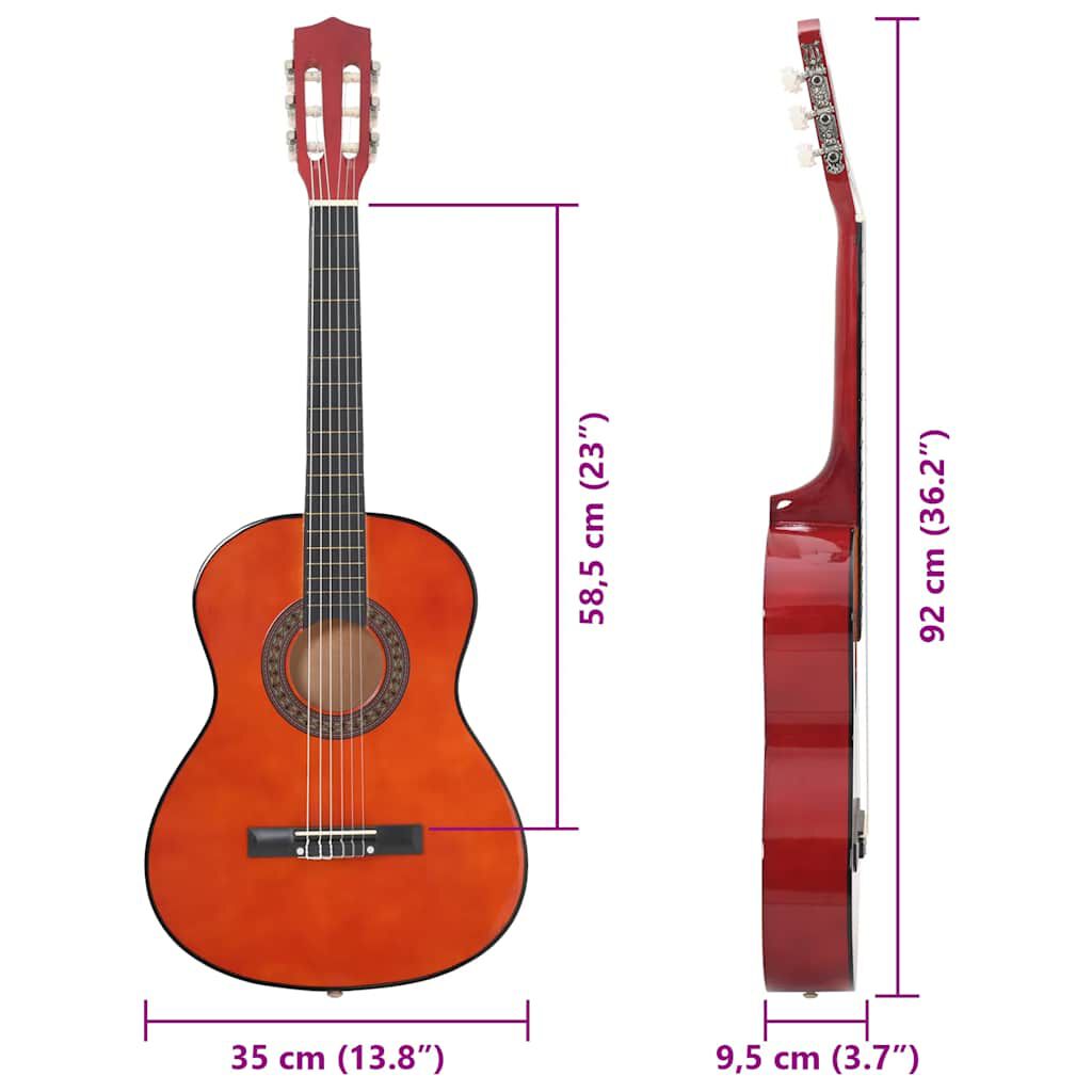 vidaXL 8 Piece Classical Guitar Beginner Set 3/4 36"