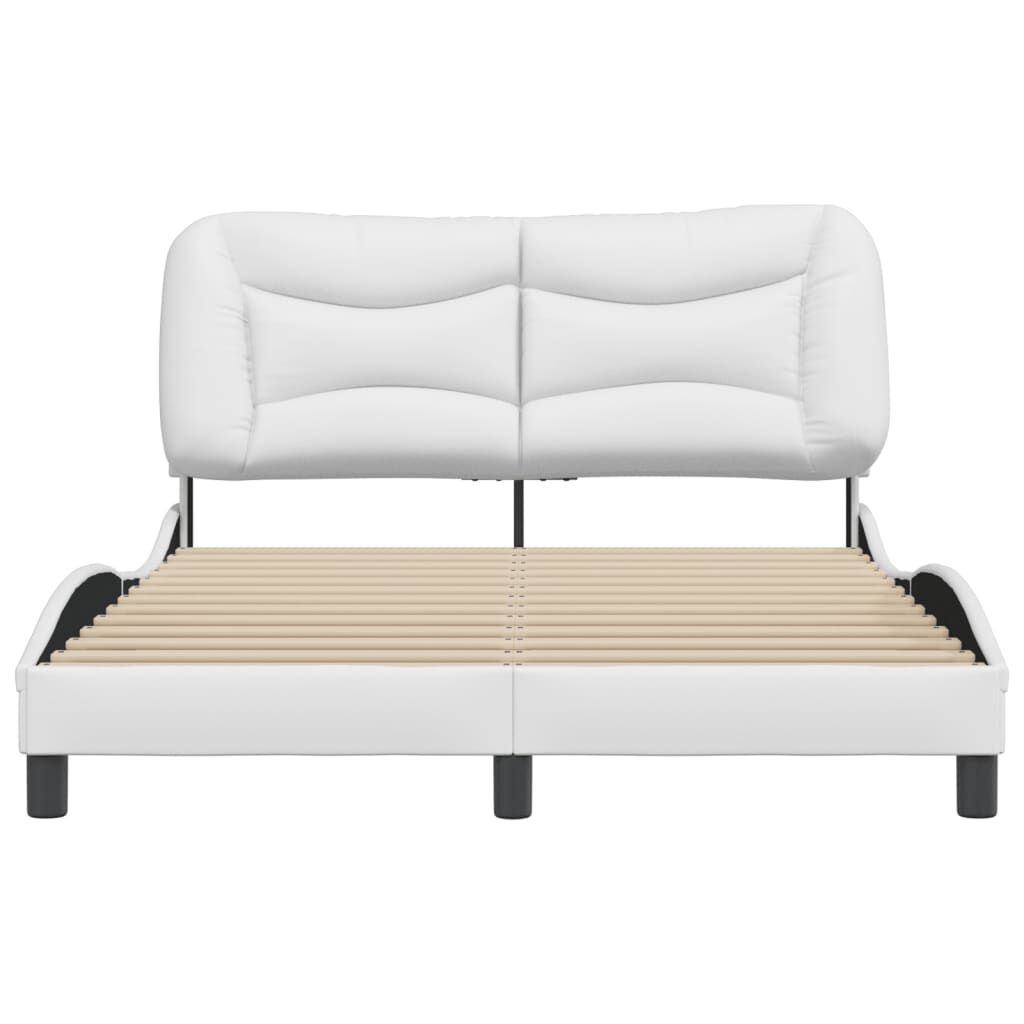 vidaXL Bed Frame without Mattress White 137x187 cm Double Faux Leather