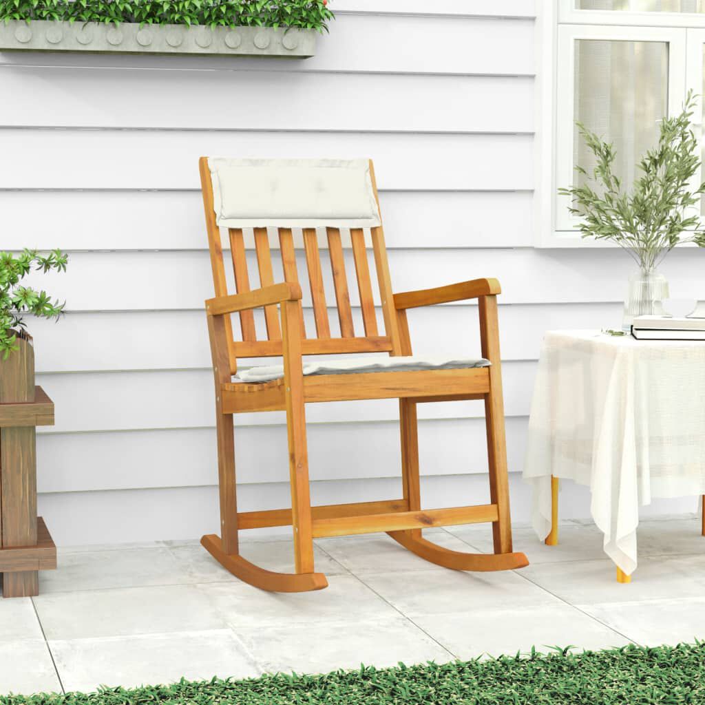 vidaXL Rocking Chair with Cushions Solid Wood Acacia