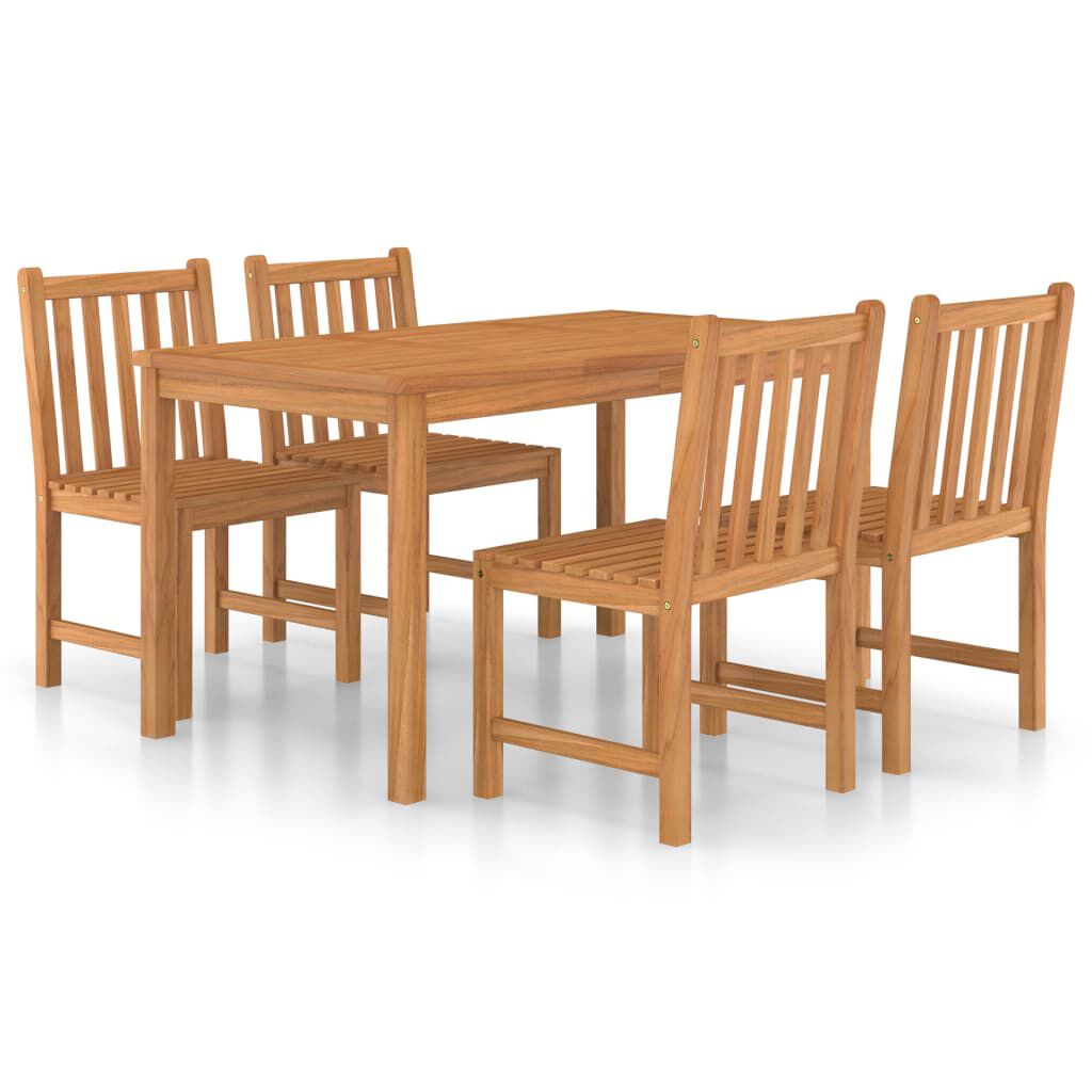 vidaXL 5 Piece Garden Dining Set 140x80 cm Solid Teak Wood