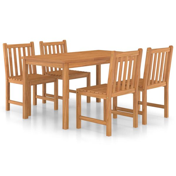 vidaXL 5 Piece Garden Dining Set 140x80 cm Solid Teak Wood