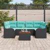 vidaXL Garden Sofa Set 7 pcs Black and turquoise