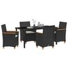 vidaXL Garden Dining Set 5 pcs Black Poly Rattan
