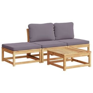 vidaXL 4 Piece Garden Lounge Set with Cushions Solid Wood Acacia