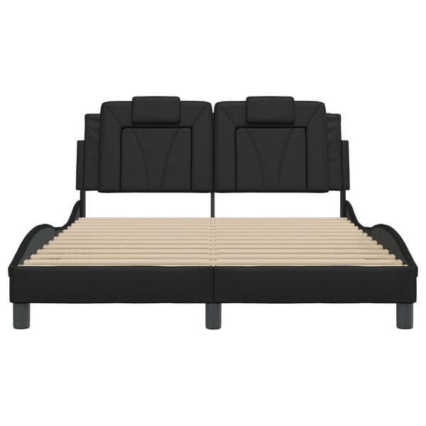 vidaXL Bed Frame "Viana" without Mattress Black 137x190 cm Double Faux Leather