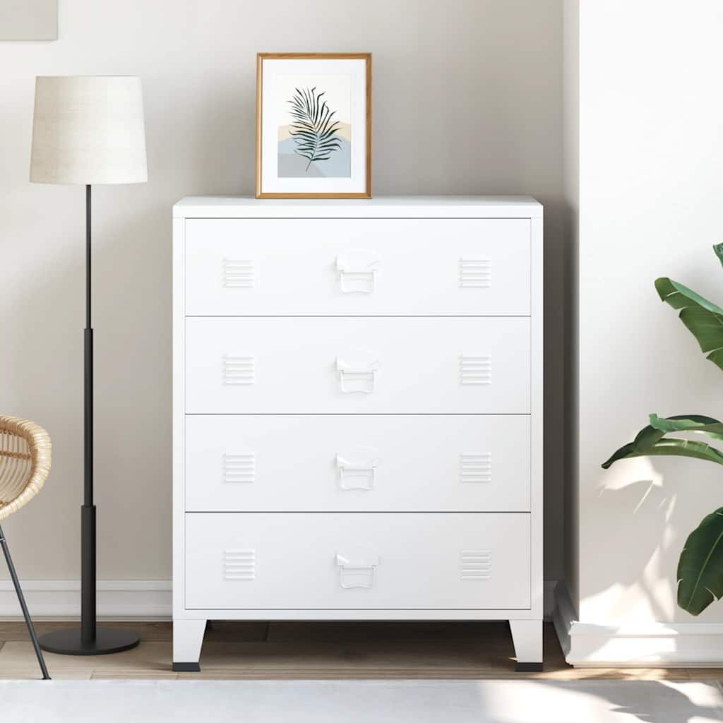vidaXL Industrial Drawer Cabinet White 78x40x93 cm Metal