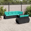 vidaXL 7 Piece Garden Sofa Set with Cushions Black Poly Rattan