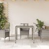 vidaXL Garden Table with Glass Top Grey 90x90x75 cm Poly Rattan