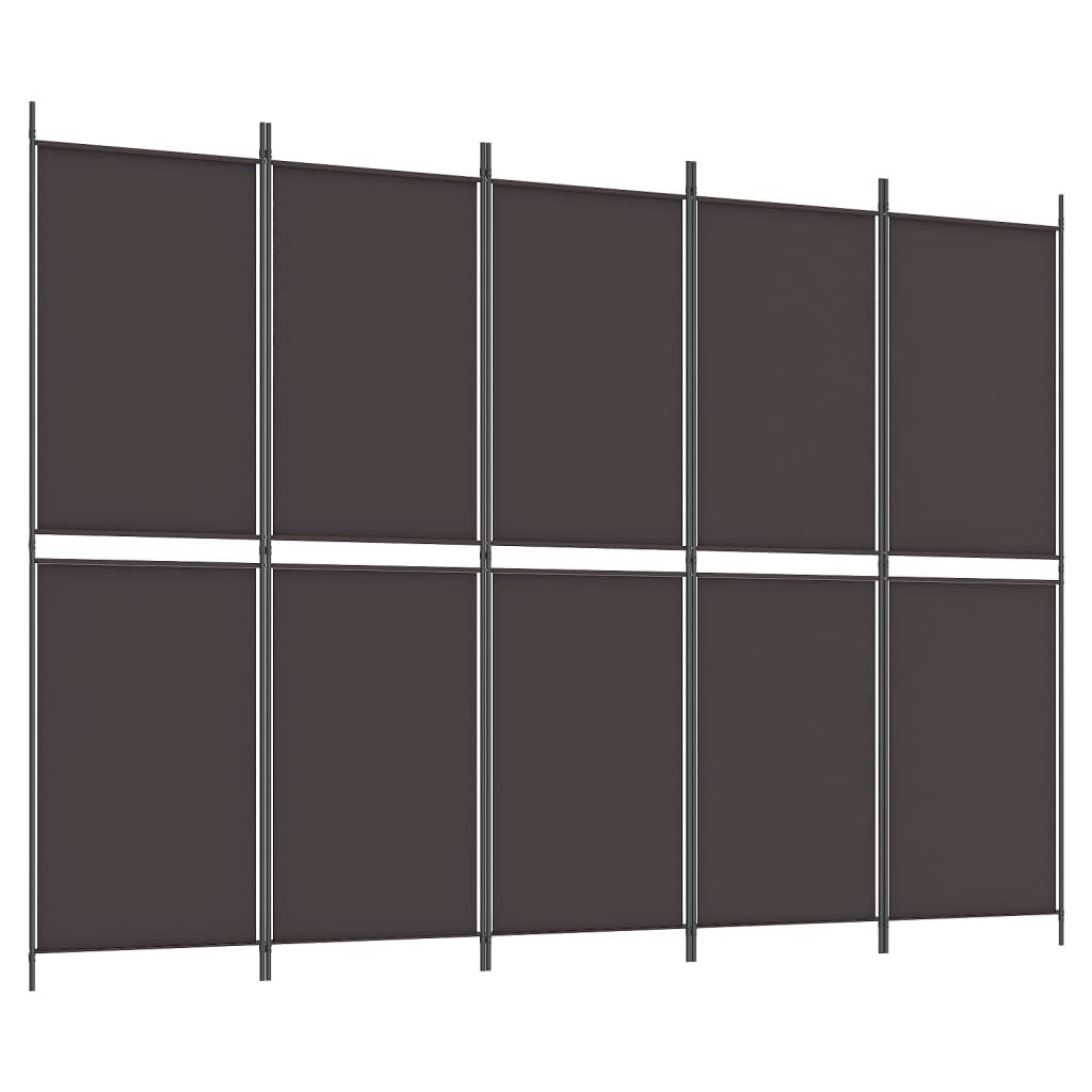 vidaXL 5-Panel Room Divider Brown 250x180 cm Fabric