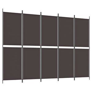 vidaXL 5-Panel Room Divider Brown 250x180 cm Fabric