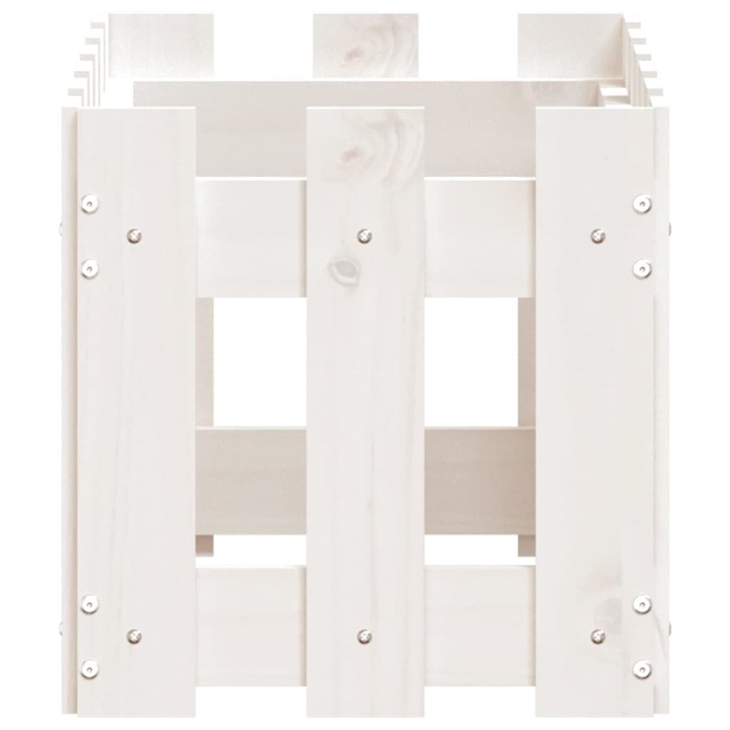 vidaXL Garden Planter with Fence Design White 60x30x30 cm Solid Wood Pine