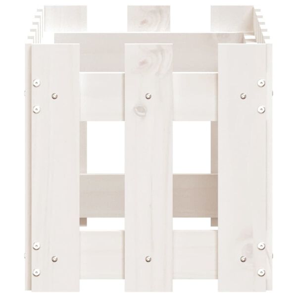 vidaXL Garden Planter with Fence Design White 60x30x30 cm Solid Wood Pine