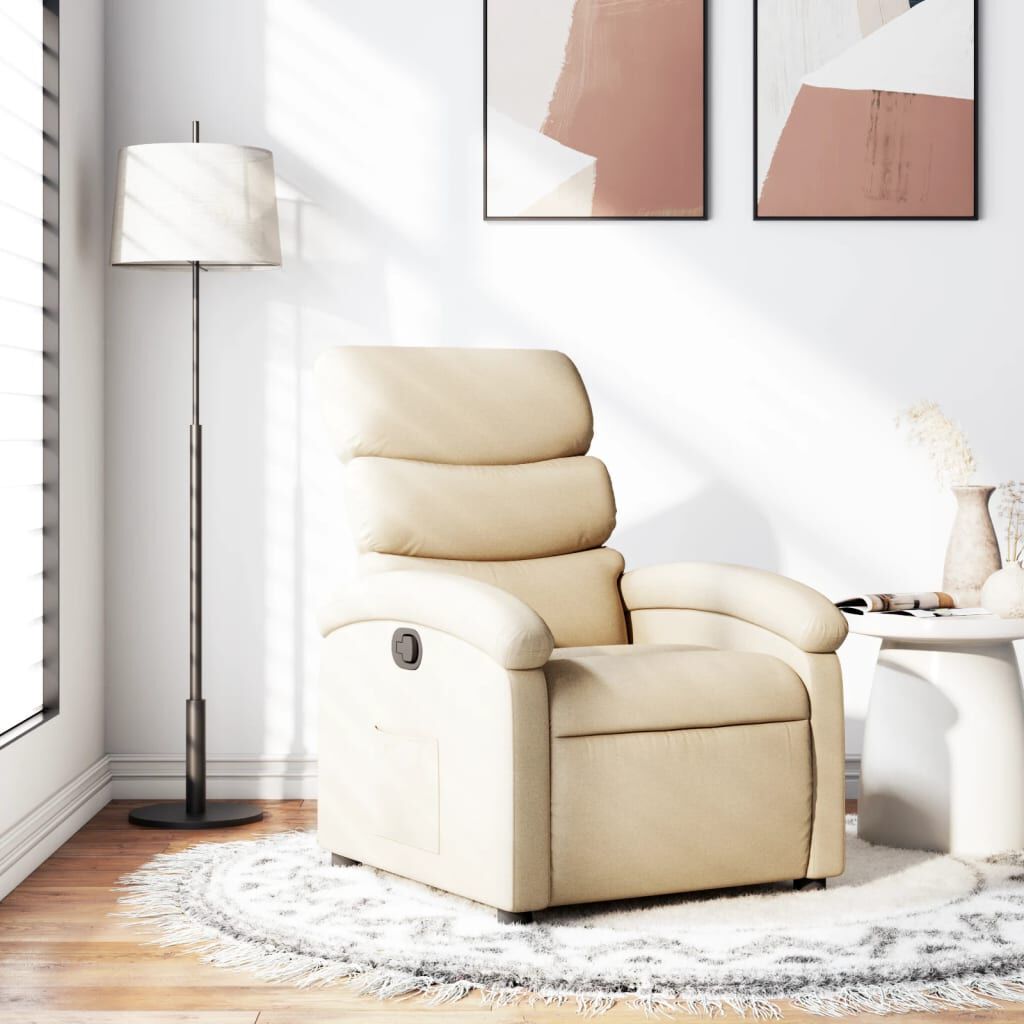 vidaXL Recliner Chair Cream Fabric