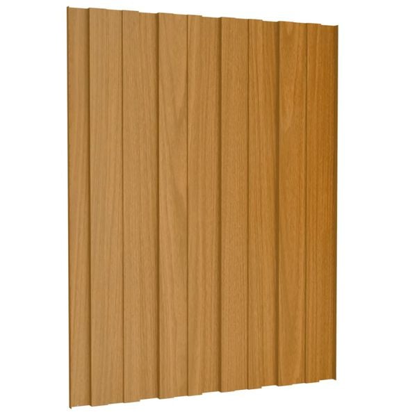 vidaXL Roof Panels 12 pcs Galvanised Steel Light Wood 60x45 cm