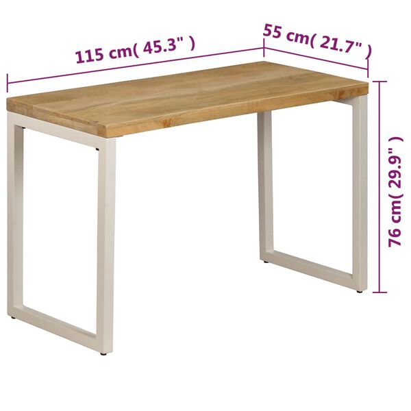 vidaXL Dining Table 115x55x76 cm Solid Mango Wood and Steel