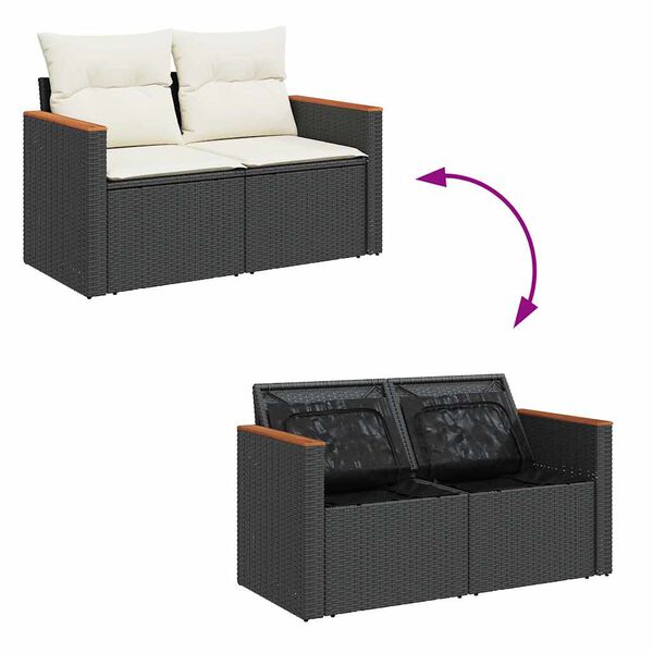vidaXL 6 Piece Garden Sofa Set with Cushions Black Poly Rattan