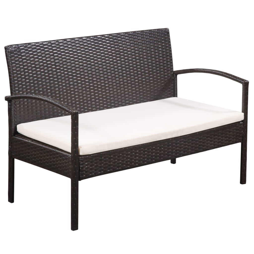 vidaXL 5 Piece Garden Lounge Set with Cushions Poly Rattan Brown