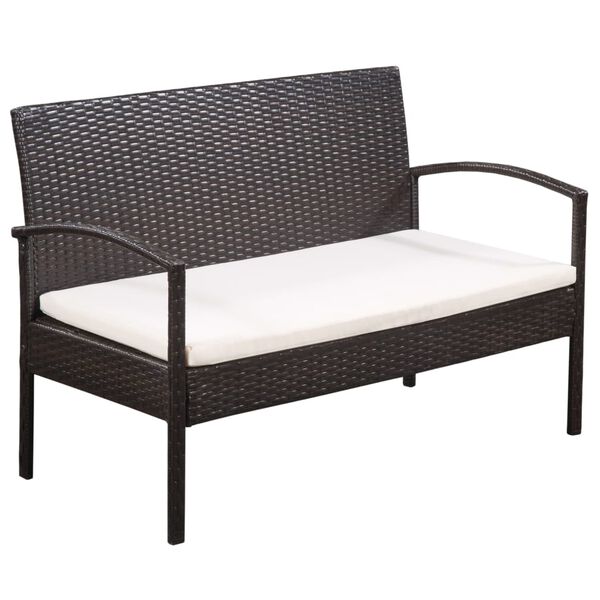 vidaXL 5 Piece Garden Lounge Set with Cushions Poly Rattan Brown