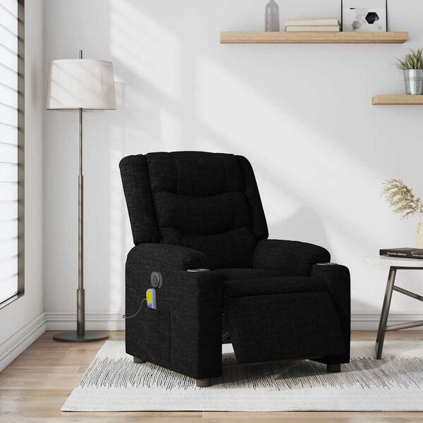 vidaXL Electric Massage Recliner Chair Black Fabric