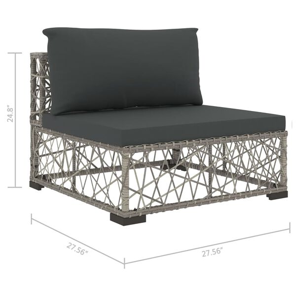 vidaXL 10 Piece Garden Lounge Set with Cushions Poly Rattan Grey