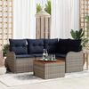 vidaXL Garden Sofa Set with Cushion 5 pcs Grey Poly Rattan