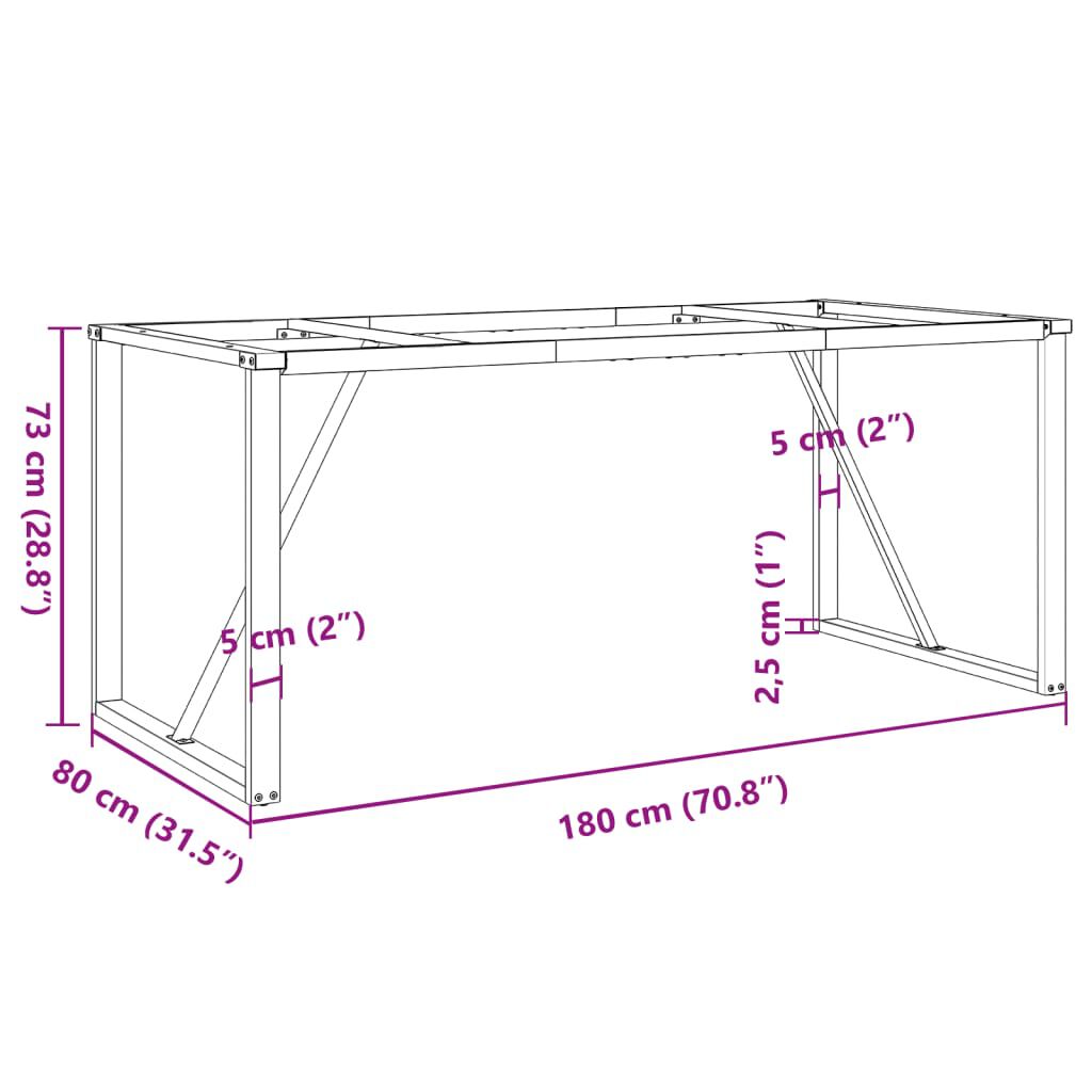 vidaXL Dining Table Legs O-Frame 180x80x73 cm Steel