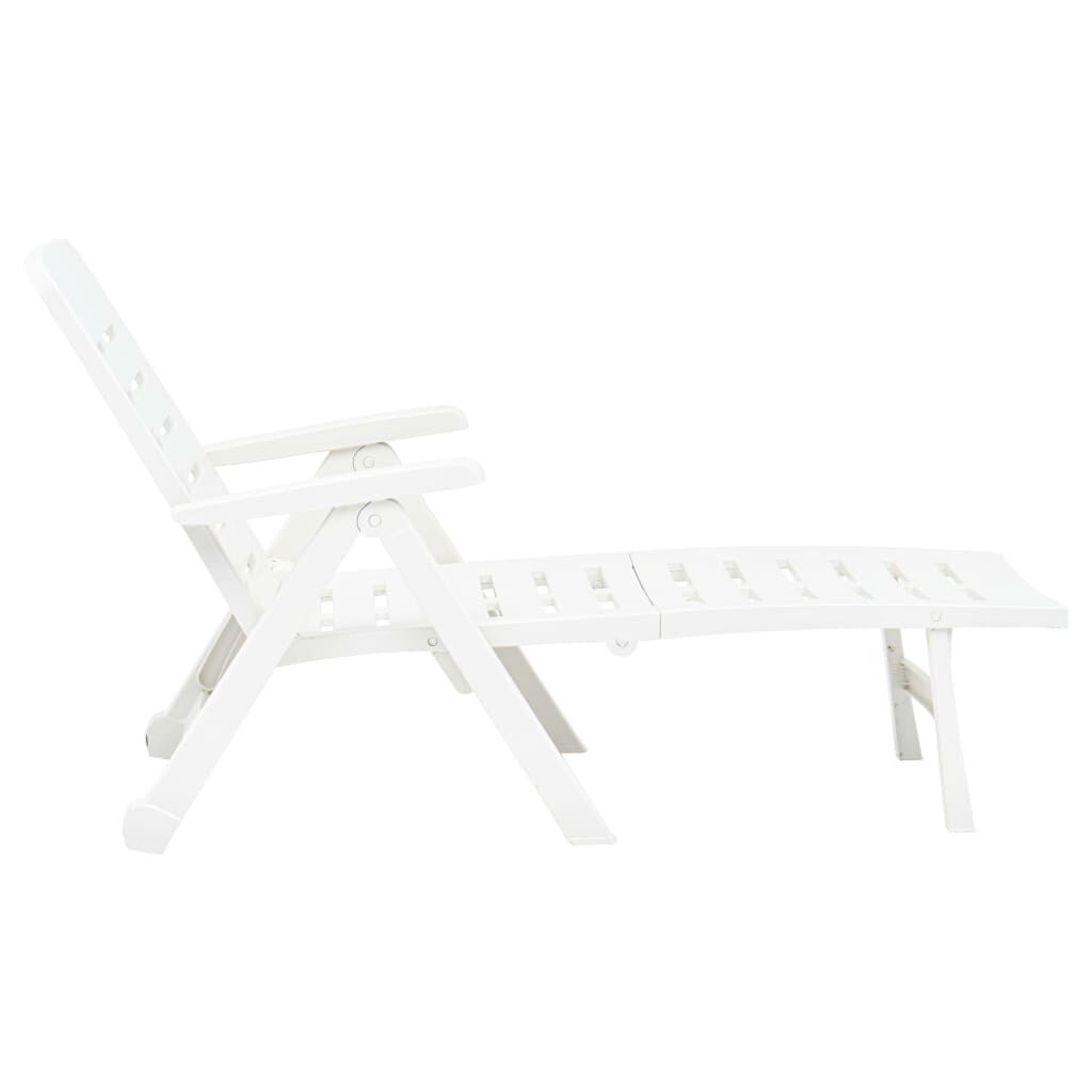 vidaXL Folding Sun Lounger Plastic White