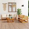 vidaXL 6 Piece Garden Lounge Set with Cushion Cream Solid Acacia Wood