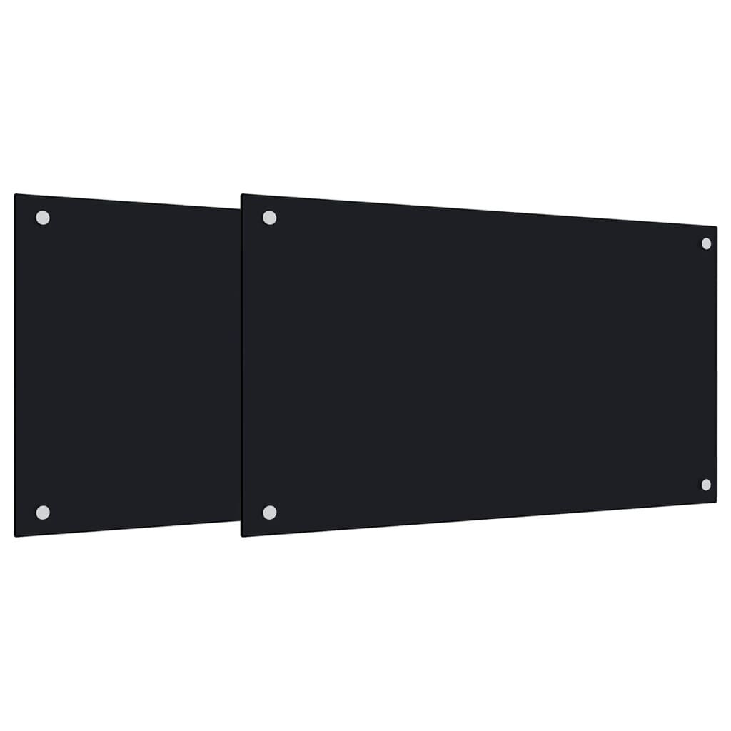 vidaXL Kitchen Backsplashes 2 pcs Black 70x60 cm Tempered Glass