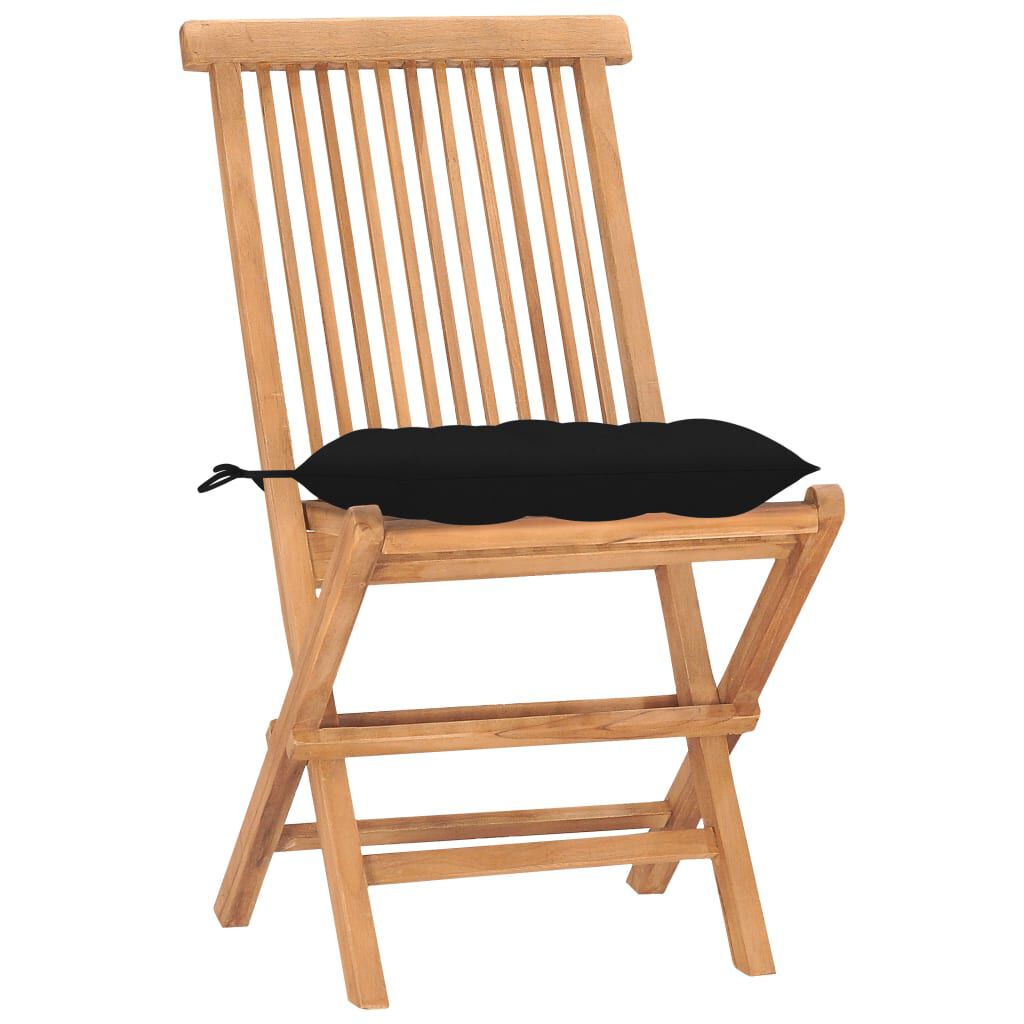 vidaXL 3 Piece Folding Outdoor Dining Set with Cushion Solid Teak Wood