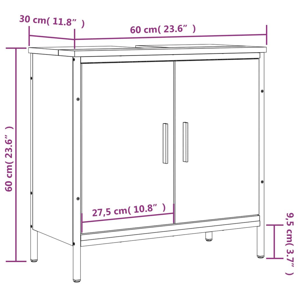 vidaXL Bathroom Sink Cabinet Black 60x30x60 cm Engineered Wood