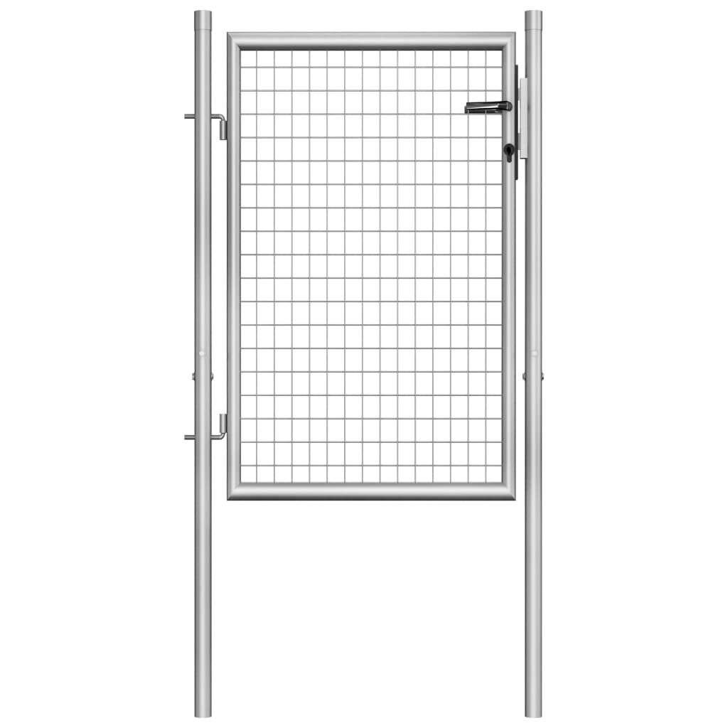 vidaXL Garden Gate Galvanised Steel 105x150 cm Silver