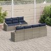 vidaXL Sofa Set with Cushion 8 pcs Grey and Navy Poly Rattan