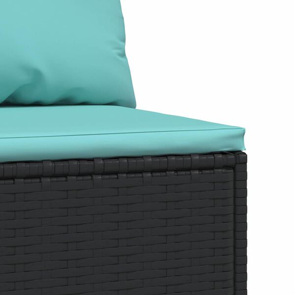 vidaXL Garden Middle Sofas with Cushions 2 pcs Black Poly Rattan