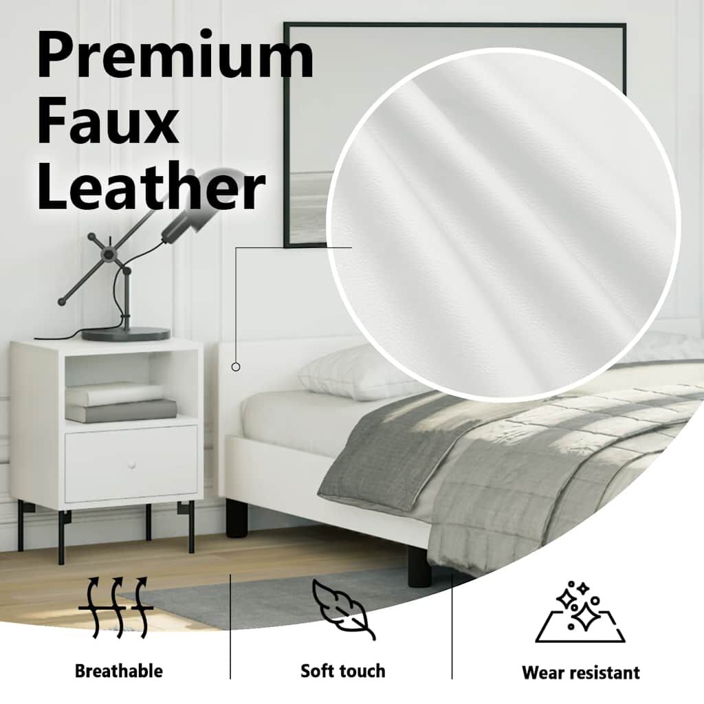 vidaXL Bed Frame without Mattress White Full Faux Leather