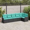vidaXL Garden Sofa Set with Cushion 6 pcs Black Poly rattan