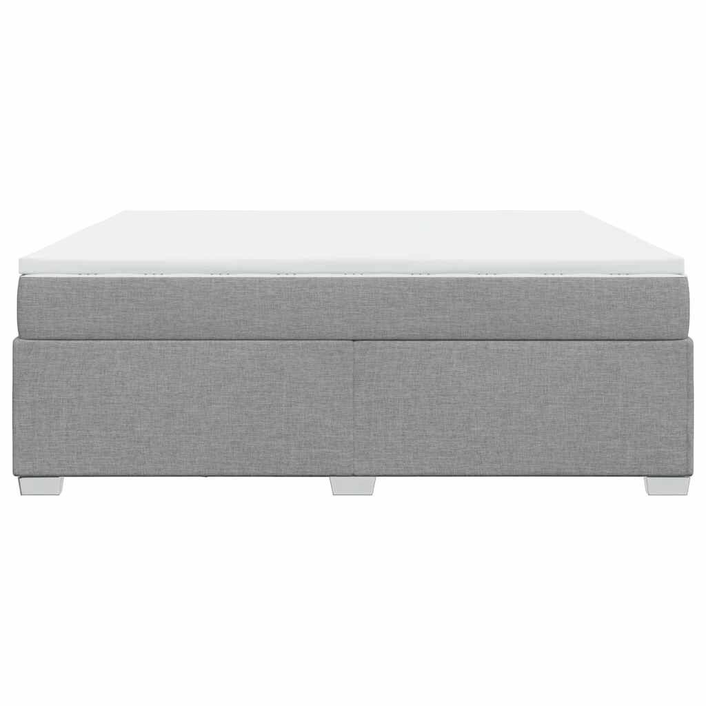 vidaXL Box Spring Bed with Mattress Light Grey California King Fabric