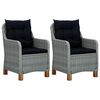 vidaXL Garden Chairs with Cushions 2 pcs Poly Rattan Light Grey
